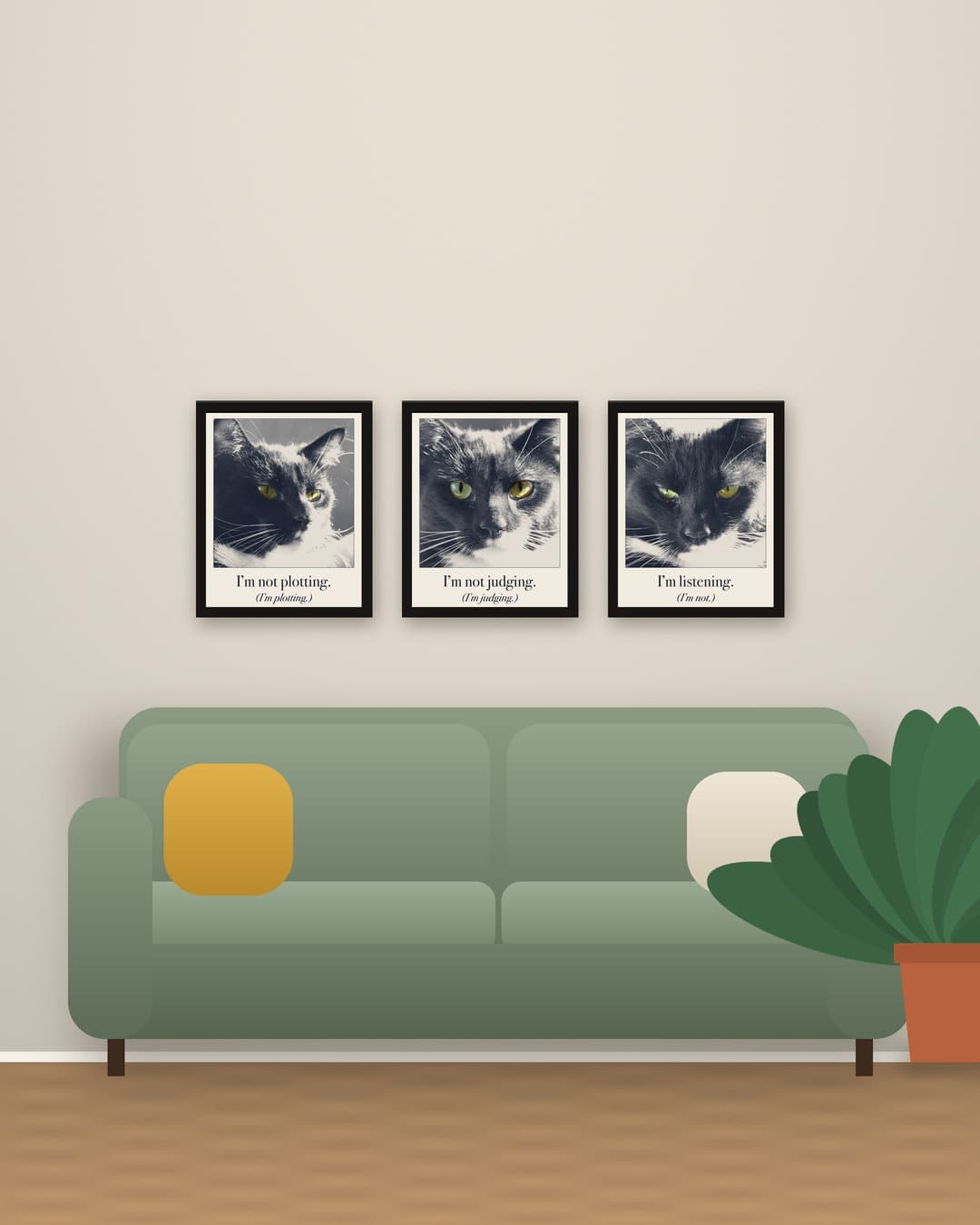 The Judging Set (view 2): Judgy Pet cat print